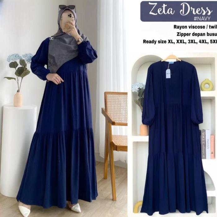 GAMIS POLOS ZETA Maxy Dress Jumbo LD 110 120 130 140 150 Rayon Twill XL 2XL 3XL 4XL 5XL Busui Friend