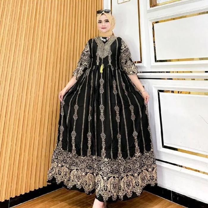 Abaya Gamis Dress Wanita Sultan Alifa Katun Rayon Premium Casual Motif Jh20