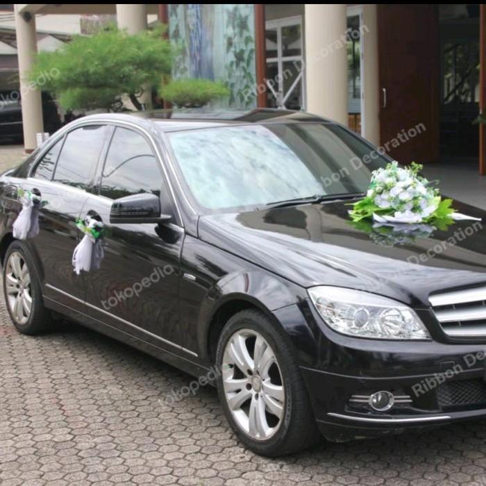 Wedding Car Bunga Putih dan Kain Tile Mobil Wedding Pengantin Pengapit , Request Warna New , Pernika