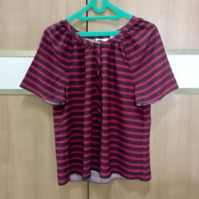 blus bekas wanita dewasa atasan fit to XL katun sifon salur thrifting preloved