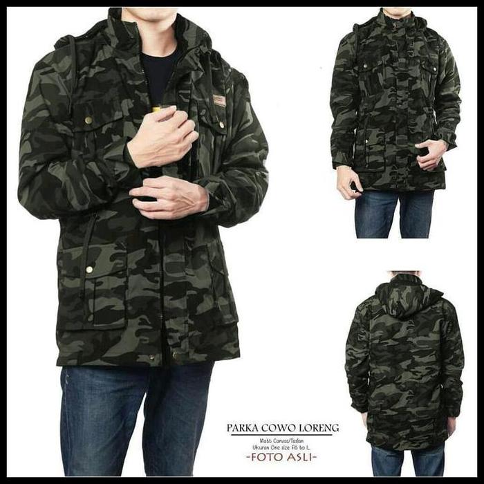 Terlaris Jaket Parka Loreng Hitam Abu Bahan Kanvas Bisa Bayar Di Tempat Pria Canvas Tebal Distro Ker