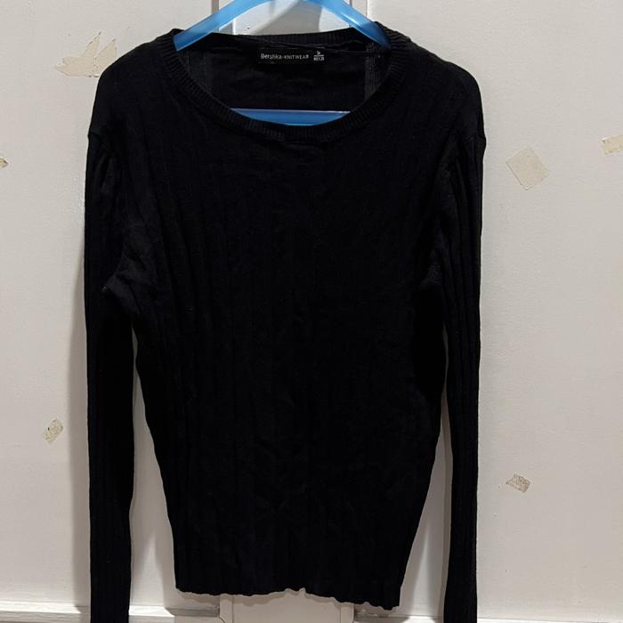 Kaos Bershka black knit by bershka