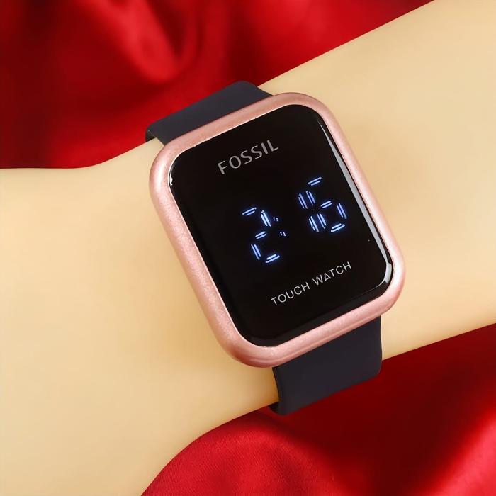 Jam Tangan Wanita Fossil Digital tali karet Free box