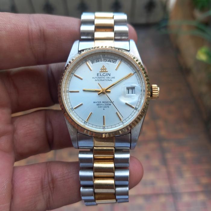 Elgin President Deluxe daydate Twotone vintage seiko orient star citizen omega longines bulova tisso