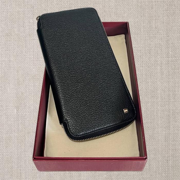 dompet pria bally grik travel long wallet black ss