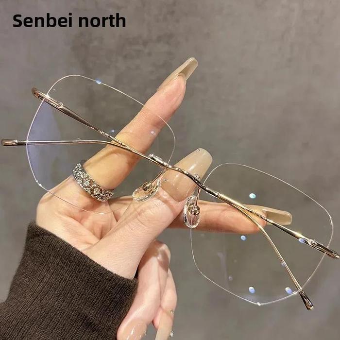 Rose Gold Titanium Frame Glasses for Myopia Flat Top Unisex Eyewear Fashionable Intellectual Style w