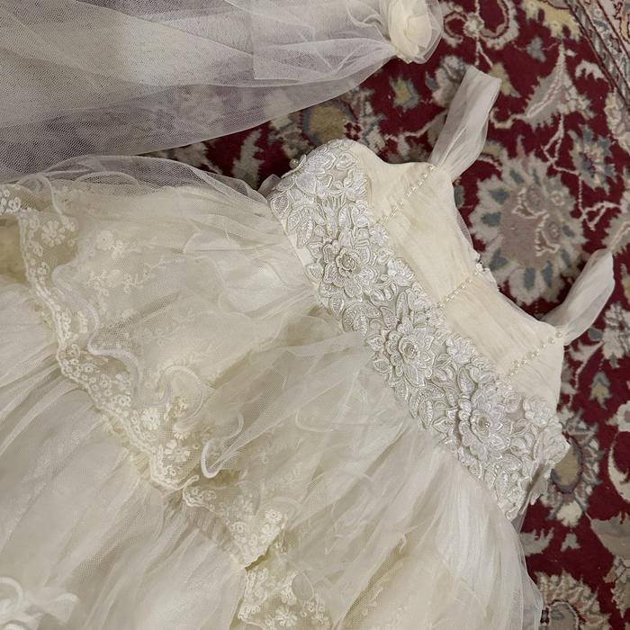 dress anak putih flower mekar pengantin