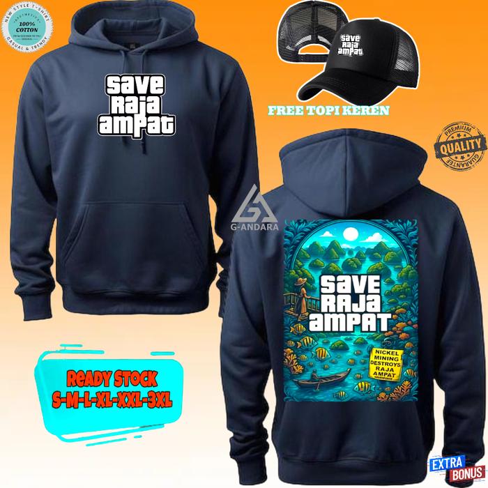 HOODIE JUMPER PRIA WANITA SAVE RAJA AMPAT PAPUA BUKAN TANAH KOSONG DESIGN KEREN SIMPLE BAHAN KATUN F