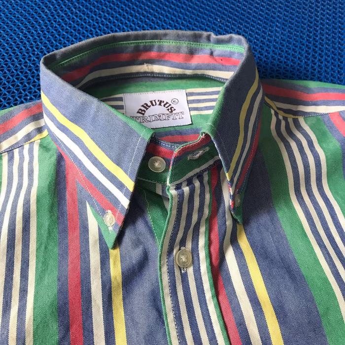 Vintage Brutus Trimfit London the Candy Stripe Oxford 4 finger Colar Long sleeves Shirt It’s a bold 