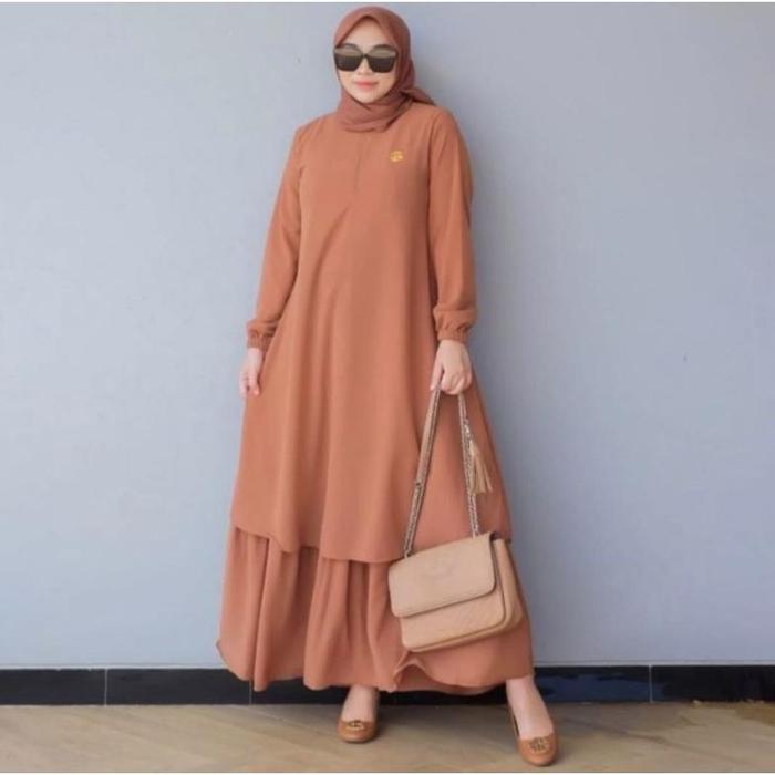 To94 Gamis Malaysia Polos Bahan Seruty Babydoll Ori