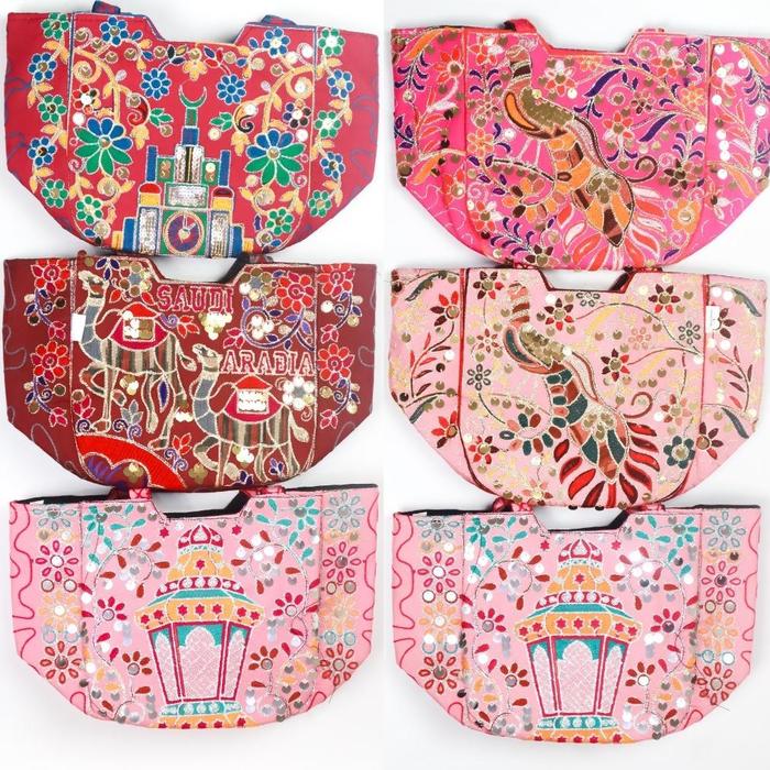 Totebag Pakistan Motif Ethnic | Tas Jinjing Wanita Arab Makkah Souvenir Oleh Oleh Haji Umroh Premium