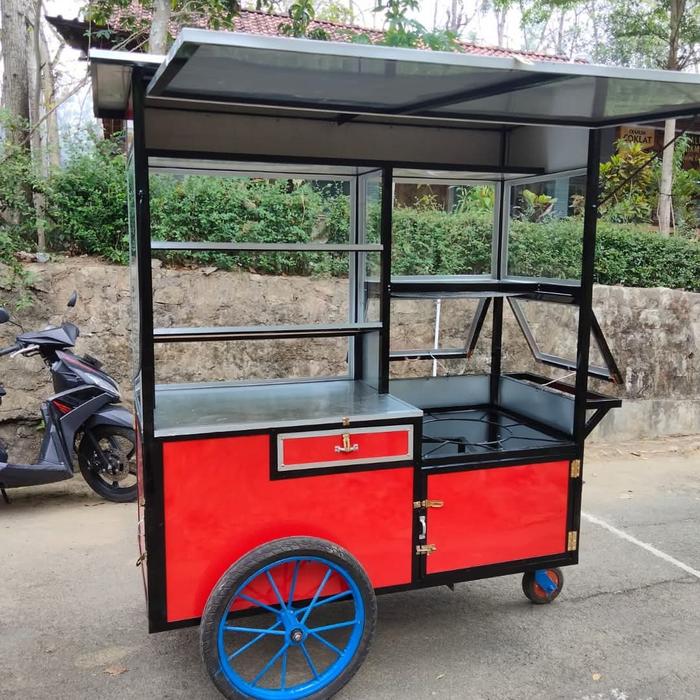 Gerobak nasi goreng gorengan gerobak molen rangka besi dinding acp