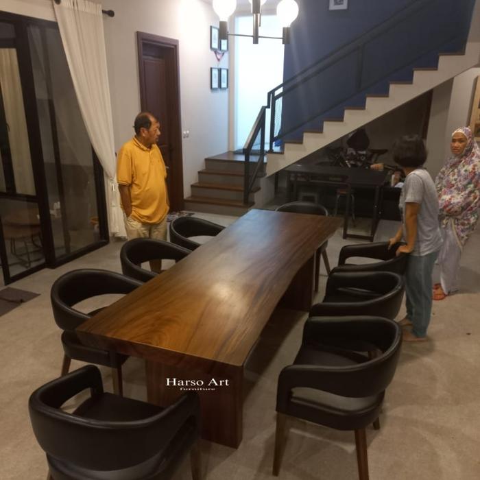 meja makan kayu trembesi kursi sofa leather sintetis