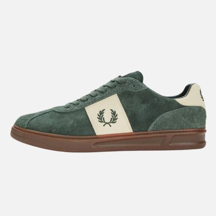 Sepatu sneakers pria Fred Perry B4 Suede Leather Court Green Original with box