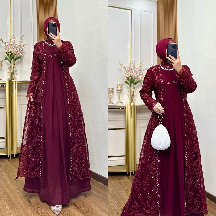gamis outher rompi lepas/gamis  tile garden mixs ceruty premium/gamis outher terpisah/gamis outher j