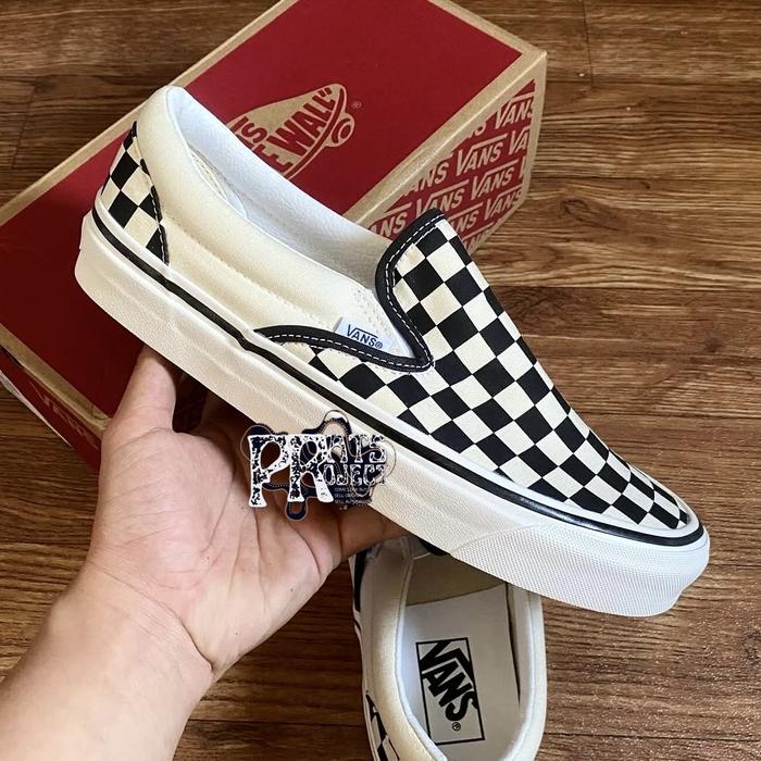 Vans Slip On Checkerboard Dx Anaheim Black White Original Resmi Navya