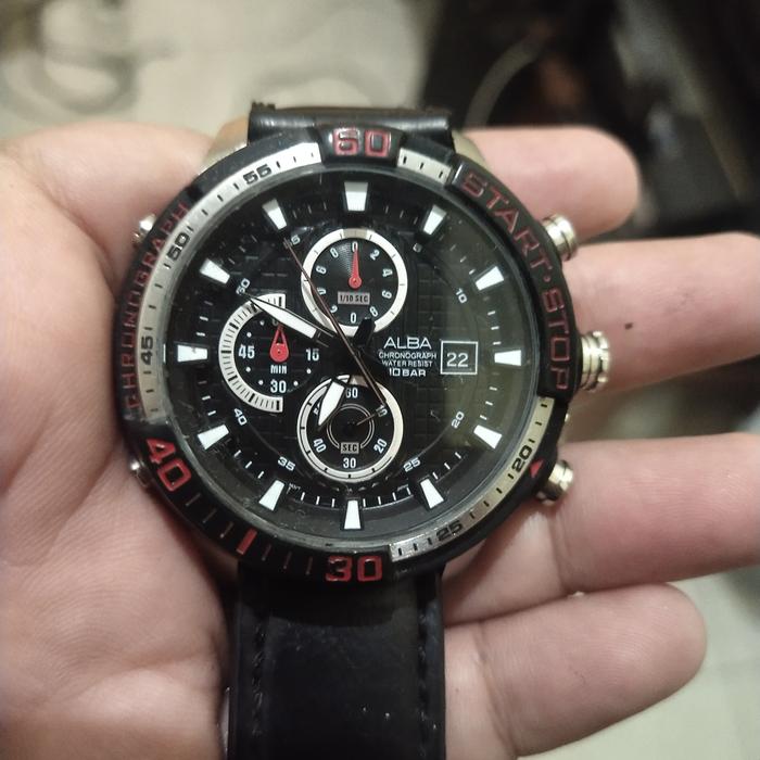Preloved Jam Tangan Pria Second original Alba Chronograph + Bonus Q&Q