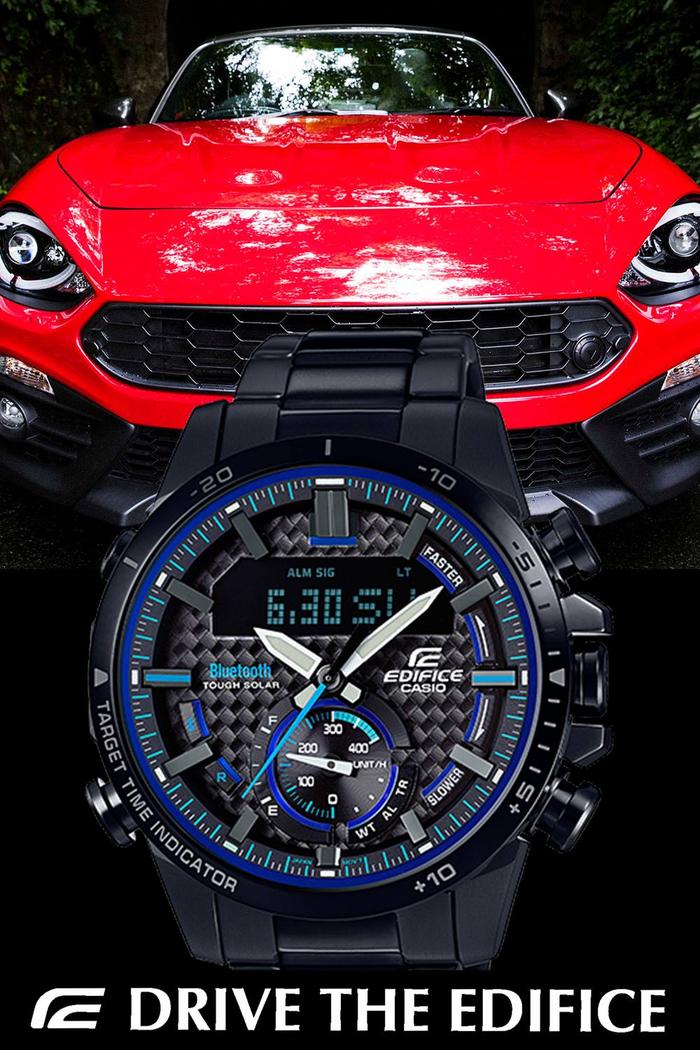 Jam Tangan Pria Casio EDIFICE ECB-800DC-1A ECB-800 Dual Time Black Steel