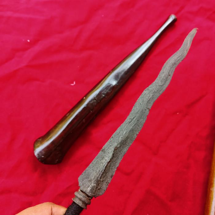 Tombak Luk 7 Pamor  ceprit Tangguh mojopahit Sepuh