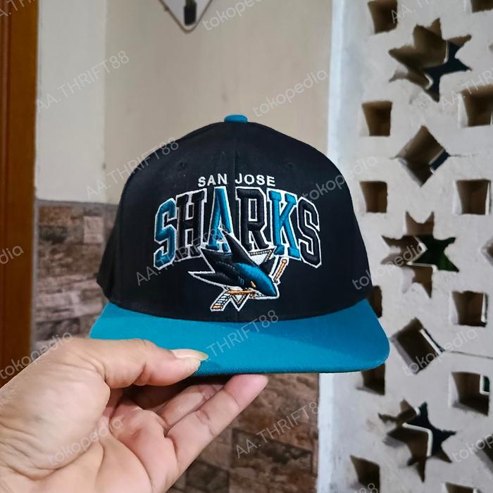 Topi baseball pria Topi Branded - Mitchelle and Ness San Jose SHARK