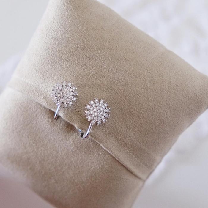 Anting Jepit Fashion Wanita Swarovski Korea Snow Flakes Clip Earrings