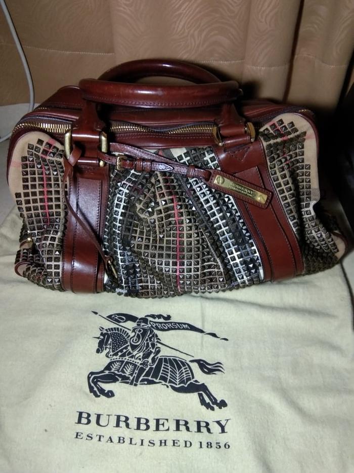 Tas BURBERRY PRORSUM studded leather brown, 100% Original Italy