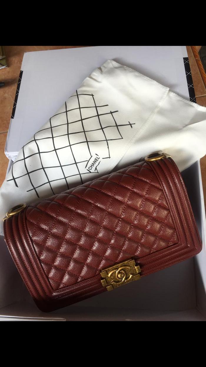 Chanel maroon bag fullset box dan dustbag