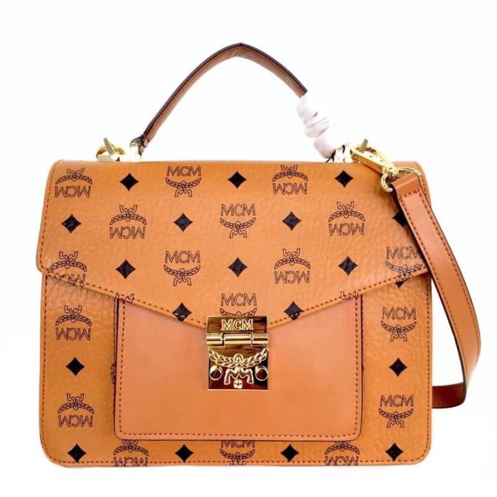 MCM Patricia Coated Canvas Satchel