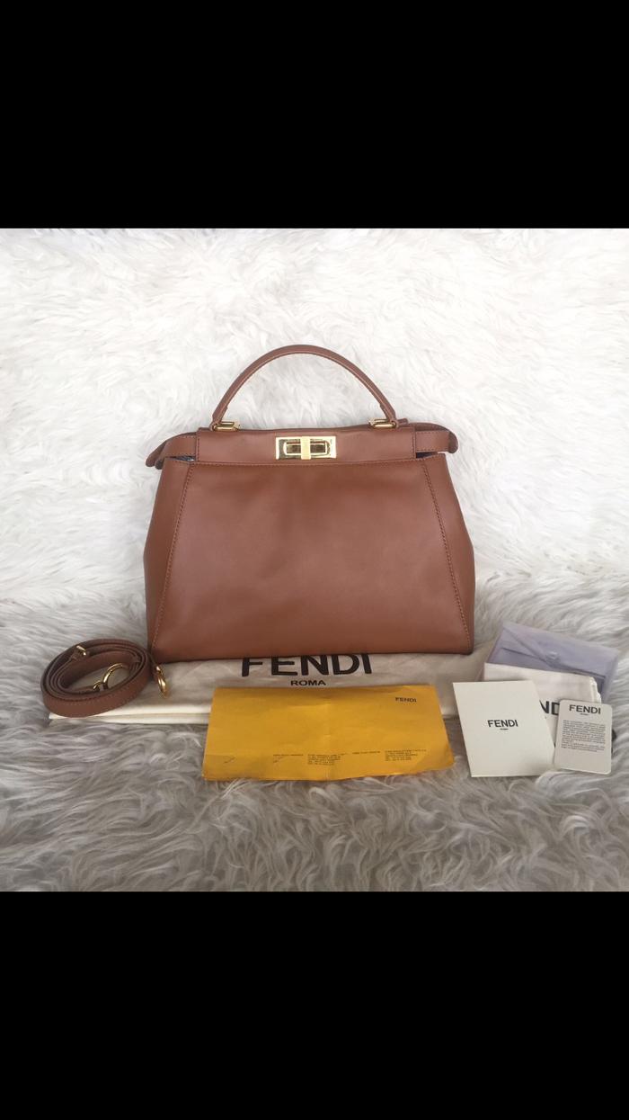 Preloved Fendi Peekaboo Regular Brown Calfskin