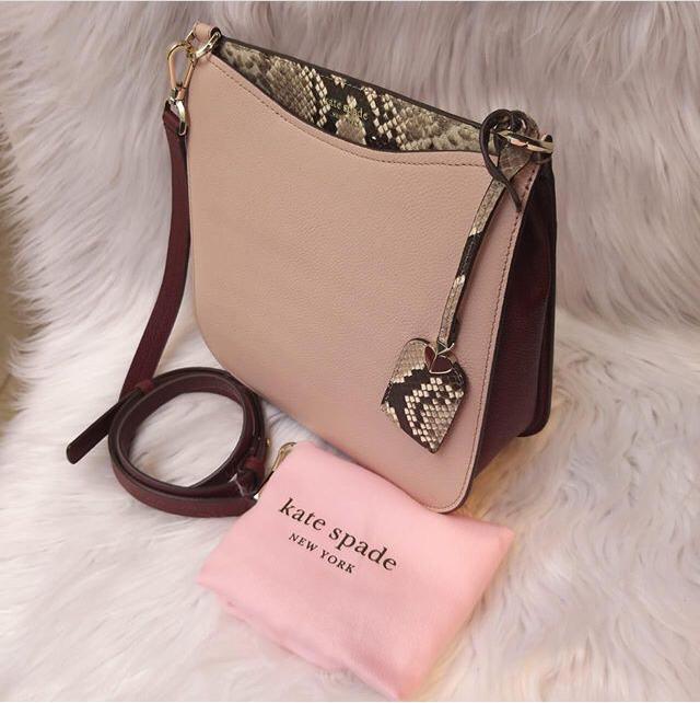 Kate Spade Margaux Embossed Snake Large Crossbody Palevemull