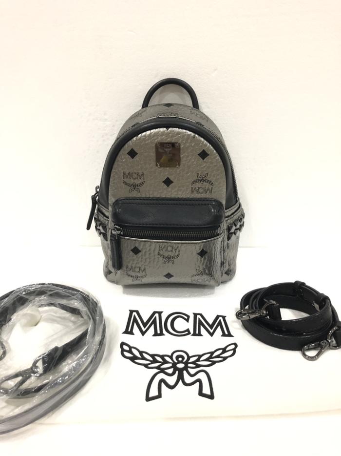 Preloved MCM Mini Backpack Silver