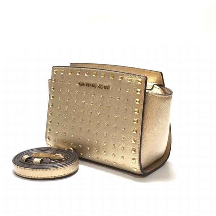 Michael Kors Selma Stud Mini Crossbody (Pale Gold)