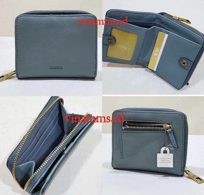 Fossil emma short wallet steel blue