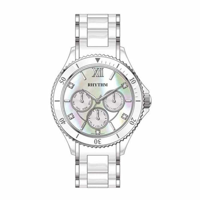 RHYTHM C1401T 01 White Ceramic Sapphire Jam Tangan ORIGINAL