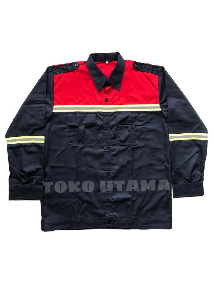 Baju safety hitam merah - seragam safety merah hitam - baju lapangan