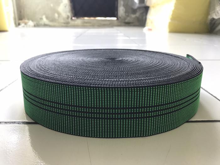 Webbing Import Kecil/Webing/Webing Sofa, Hijau list Hitam(3stripes)