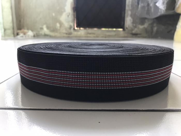 Webbing Import Sedang/Webing/Webing Sofa, Hitam list Merah(3stripes)