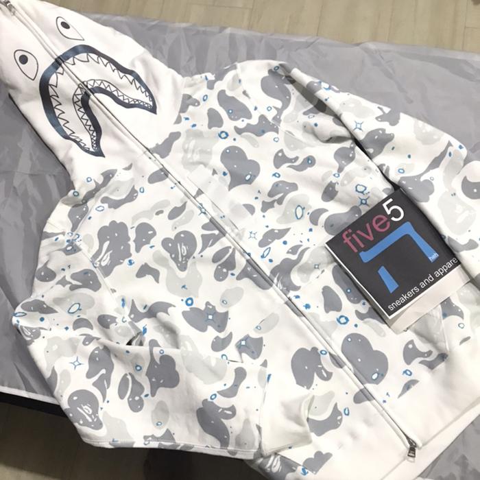 Bape shark hoodie space camo white full zip