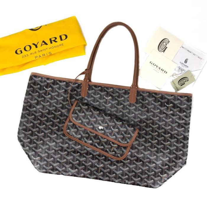 Preloved Goyard Tote Black Tan