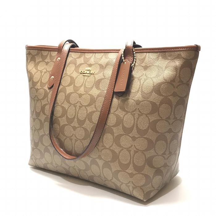 Coach F58292 Signature City Zip Tote (Khaki-Saddle 2)
