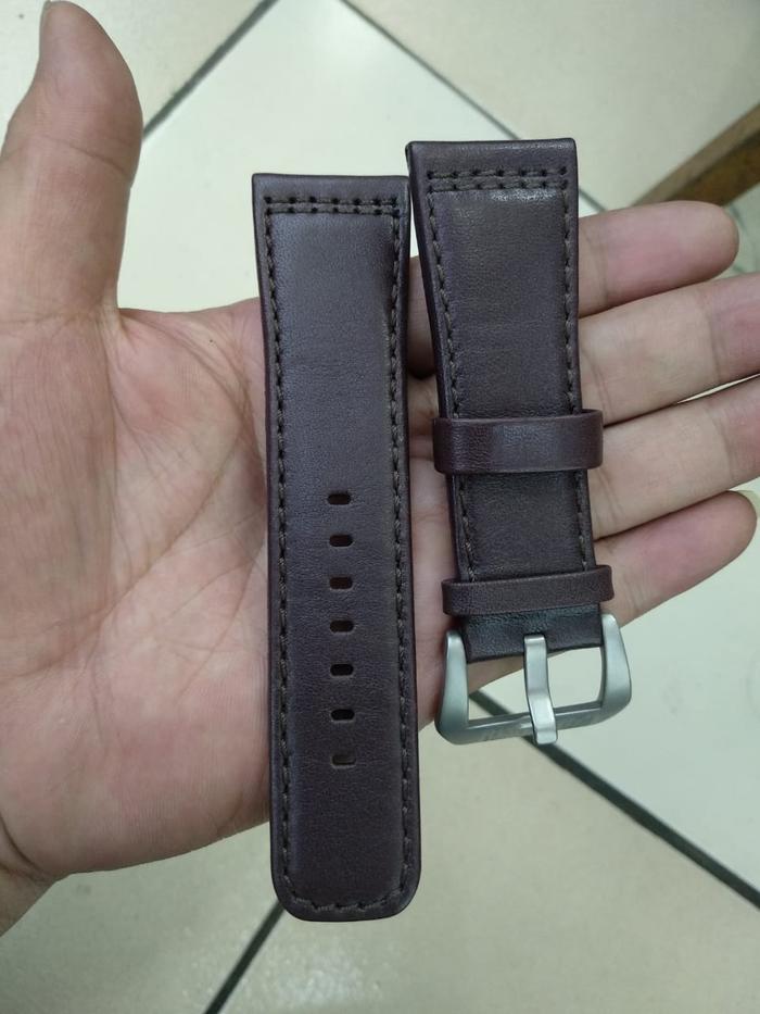 Strap jam tangan kulit asli 28mm buckle silver