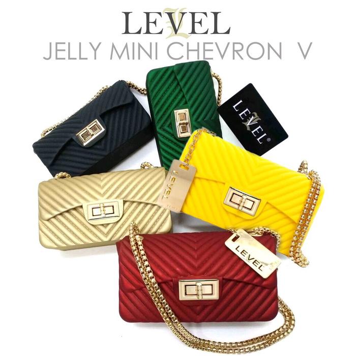 Tas level jelly mini dove chevron original pesta wanita tali rantai