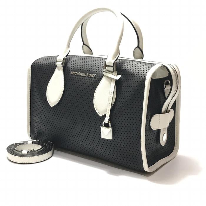 MK Lacey Small Duffle Bag (Black-Optic White)