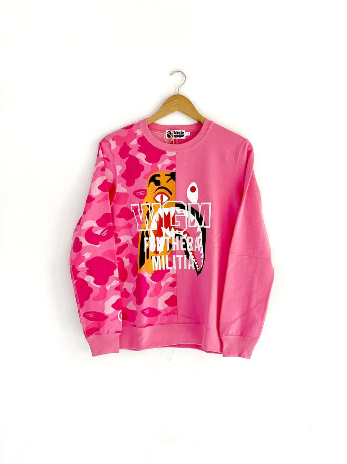 Bape Tiger Shark Crewneck Color Camo Pink