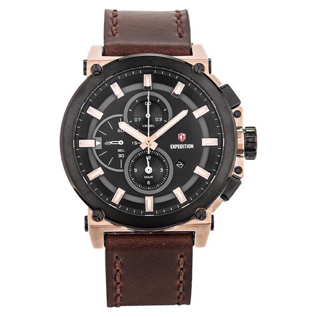 Jual Expedition E 6612 MC LBRBA Chronograph Rose gold Leather Strap Li