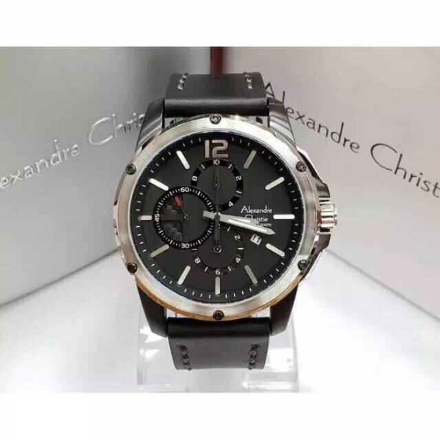 jam tangan pria original alexandre christie AC 6486MC BLACKSILVER