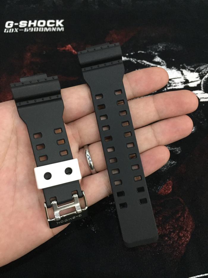 Strap CASIO GSHOCK GA 100 BW fit GA 100 GA 110 GA 120 GD 100 HITAM ORIGINAL Holder Silver Buckle Sil