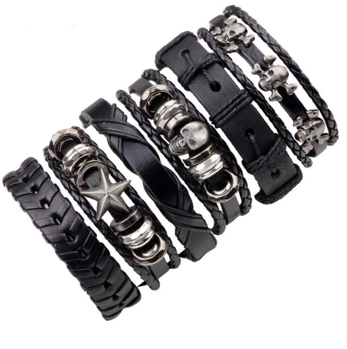 Gelang Cowok / Gelang Pria 1 Set Isi 6 Motif Bintang
