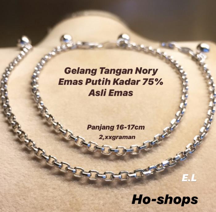 Gelang Tangan Nory Emas Putih Kadar 75% Asli Emas