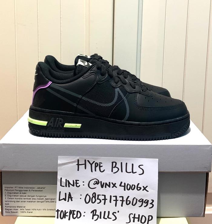 NIKE AIR FORCE 1 REACT BLACK ANTHRACITE BARELY VOLT ORIGINAL